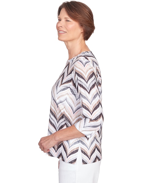 Alfred Dunner® Shimmering Chevron 3/4 Sleeve Top