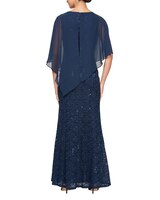 Beaded Shoulder Attached Cape Dress - alt2