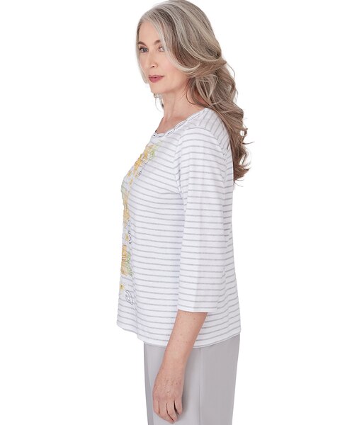 Alfred Dunner® Charleston Striped Embroidered Top