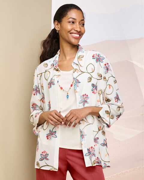 Alfred Dunner Embroidered Two For One Top