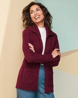 Cable Sweater Jacket - Deep Syrah