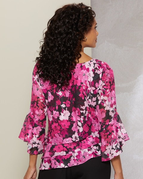 Alex Evenings Printed Floral Triple Tier Top