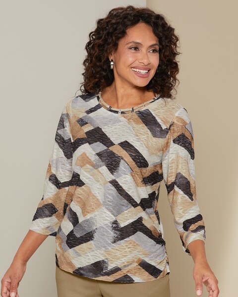 Alfred Dunner Abstract Chevron Tee