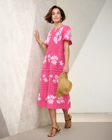 Easy Breezy Embroidered Dress - Flamingo Pink