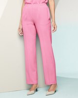 Look-of-Linen Straight Leg Pull-On Pants - Parisian Pink