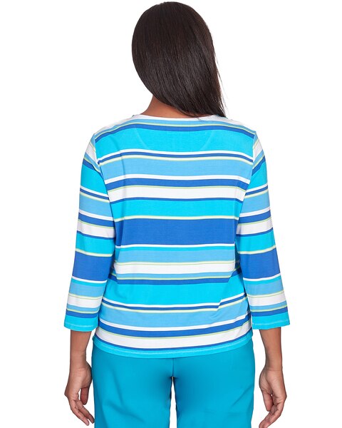 Alfred Dunner® Tradewinds Blue Corners Striped Top With Necklace