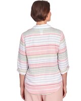 Alfred Dunner® English Garden Stripe Split Sleeve Button Down Shirt - alt2