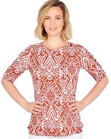 Ruby Rd® Ikat Print Top - Rust Multi