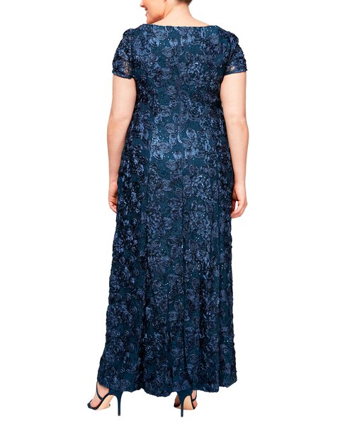 Long Rosette A-Line Gown 