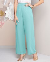 Alex Evenings Special Occasion Chiffon Pull-On Pants - Seafoam