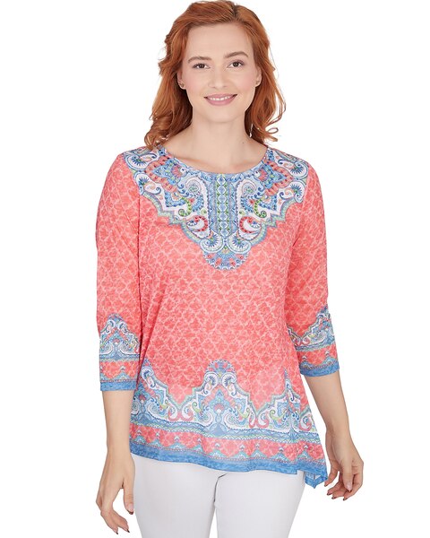 Ruby Rd® Patio Party Knit Emb Marakesh Top