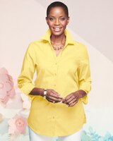 Foxcroft Wrinkle-Free Solid Long Sleeve Tunic - Sunshine