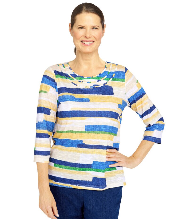 Alfred Dunner® Stripe Top with Necklace