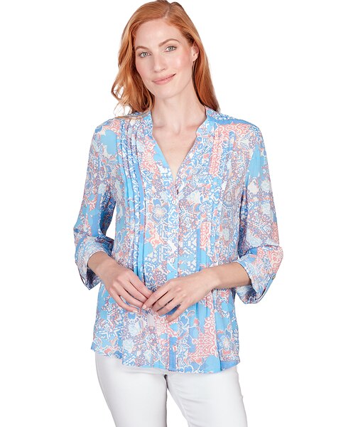 Ruby Rd® Patio Party Woven Button Front Island Top