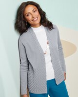 Open Cable Cardigan - Iced Grey
