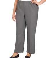 Alfred Dunner Classic Tailored Textured Proportioned Straight Leg Pants - Grey