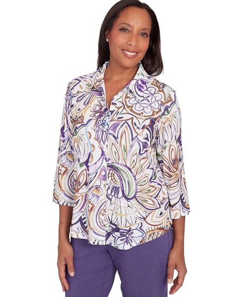 Alfred Dunner® Charm School Drama Paisley Top