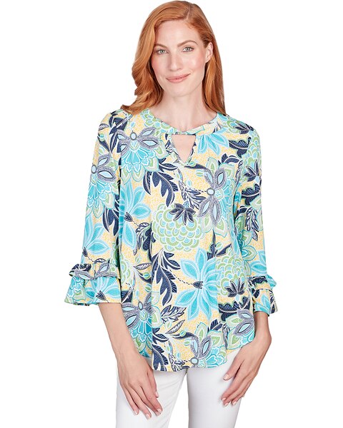 Ruby Rd® By The Sea Knit Puff Floral Top