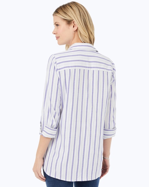 Foxcroft Germaine 3/4 Sleeve Soft Stripe Shirt