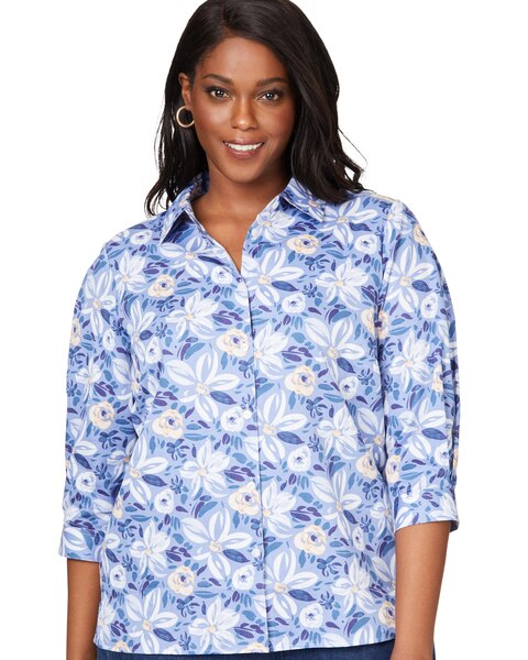 Ruby Non-Iron Brushstoke Blossoms Shirt