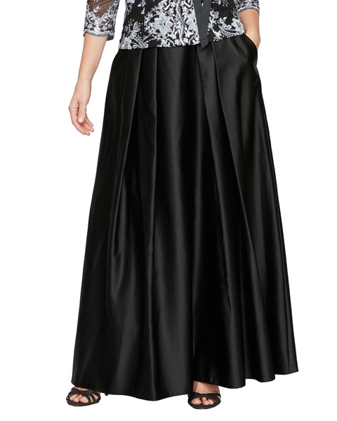 Satin Ballgown Skirt with Pockets and Inverted Pleat Detail