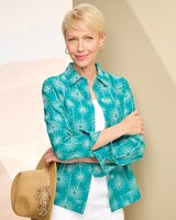 Embroidered Desert Daisy Jacket - Spring Teal