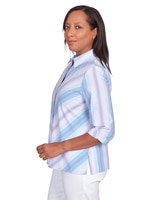 Alfred Dunner® Chevron Stripe Button Down Top - alt7