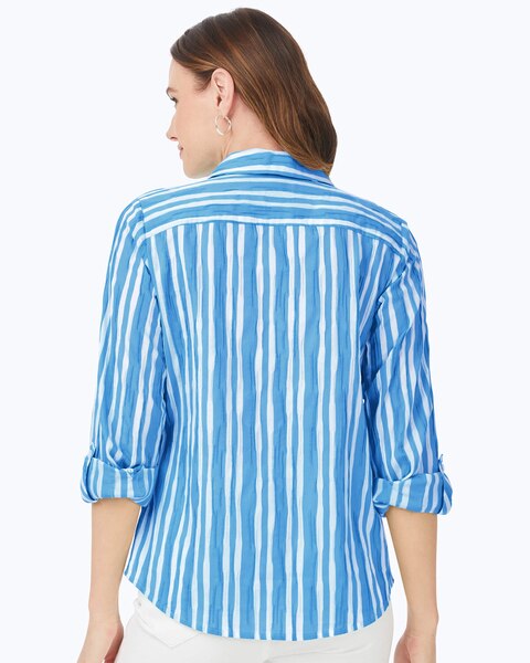 Foxcroft Hampton Long Sleeve Beach Stripe Shirt