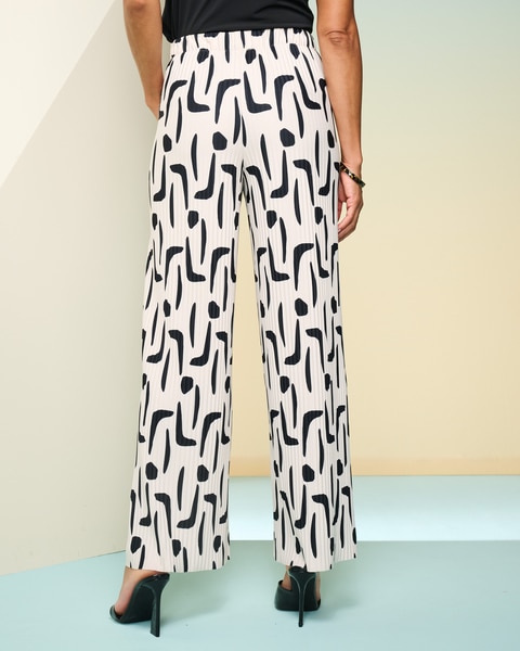 Wave Pleated Print Pants