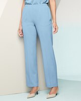 Look-of-Linen Straight Leg Pull-On Pants - French Blue