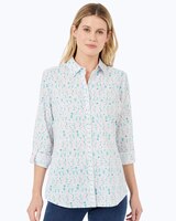 Foxcroft Zoey Long Sleeve Painted Wave Shirt - Oceanside