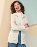 Cable Sweater Jacket - Ivory