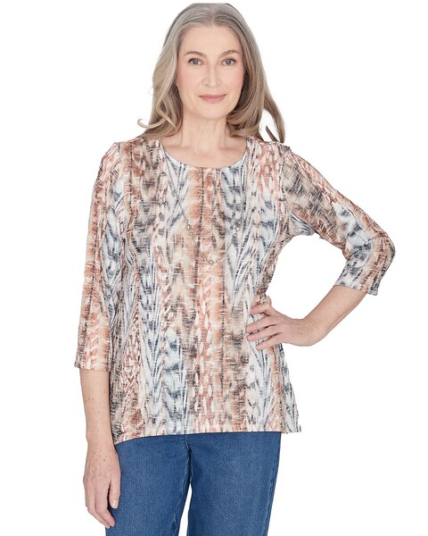 Alfred Dunner® Classics Vertical Animal Print Top With Necklace