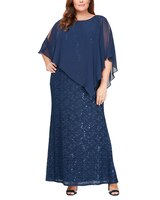 Beaded Shoulder Attached Cape Dress - alt4