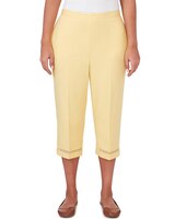 Alfred Dunner® Charleston Twill Capri With Lace Inset Bottom - Yellow