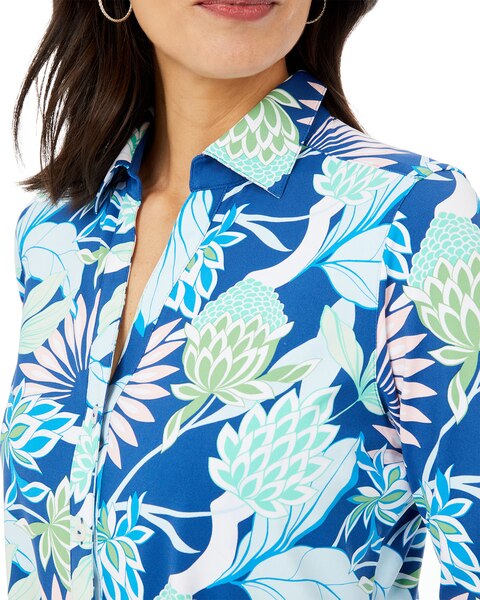 Foxcroft Mary 3/4 Sleeve Oasis Floral Jersey Shirt