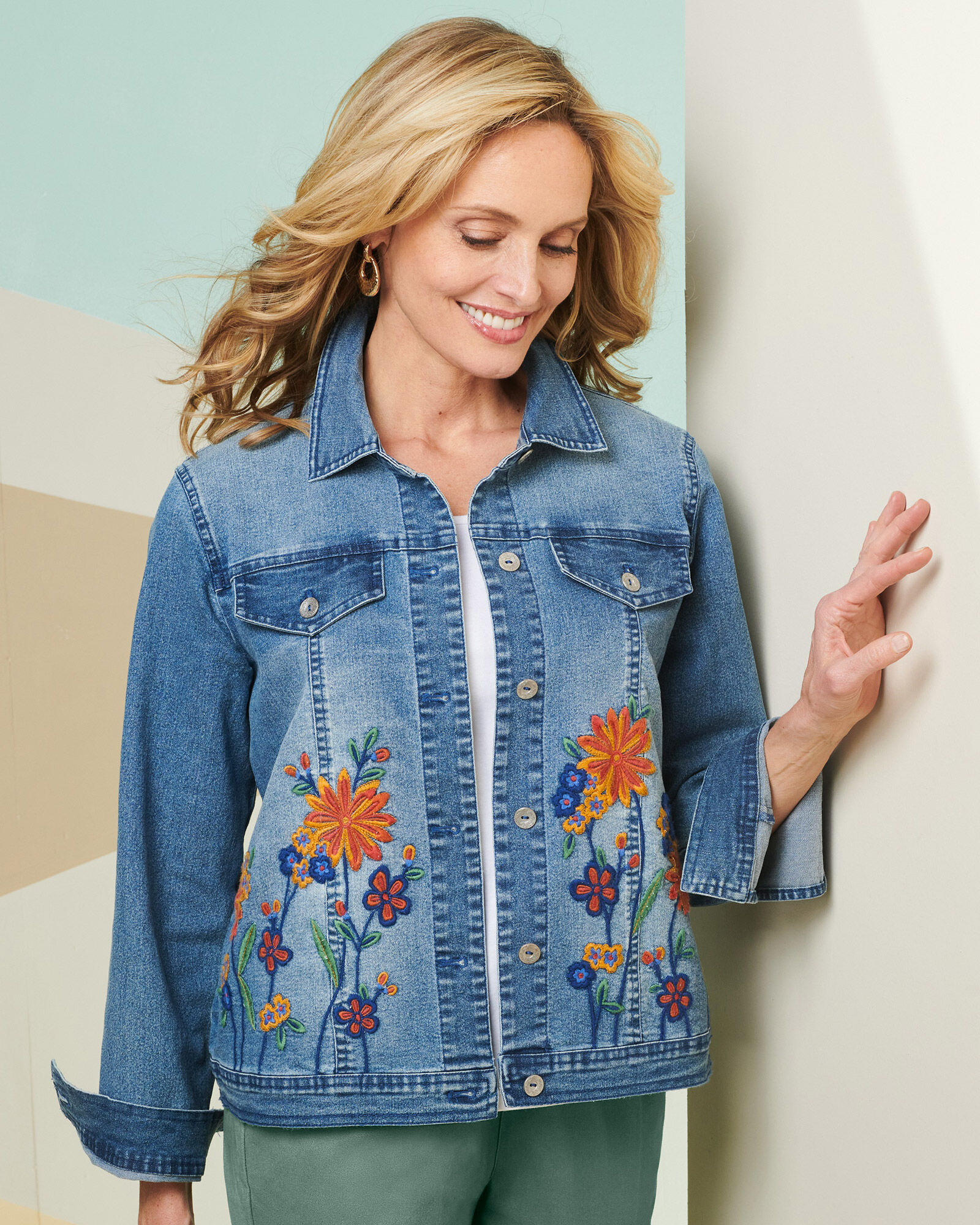 Alfred Dunner Floral Embroidered Jacket