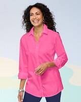 Foxcroft Wrinkle-Free Solid Long Sleeve Tunic - Azalea Pink