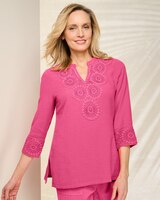 Easy Breezy Crochet Tunic - Flamingo Pink