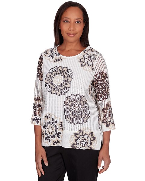 Alfred Dunner® Opposites Attract Medallion Textured Top