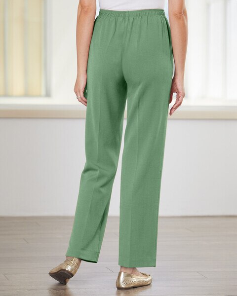 Look-of-Linen Straight Leg Pull-On Pants