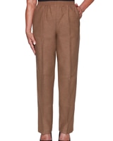 Alfred Dunner Classic Pull-On Textured Proportioned Straight Leg Pants - Taupe