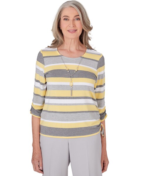 Alfred Dunner® Charleston Striped Top with Side Ruching