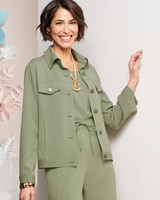 Look-Of-Linen Lace Back Jacket - Cactus