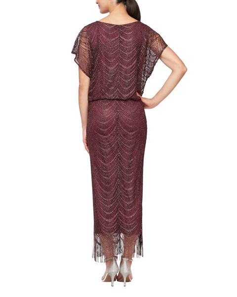 S.L. Fashions Crochet Long Blouson Dress