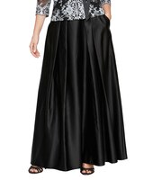 Satin Ballgown Skirt with Pockets and Inverted Pleat Detail - Black