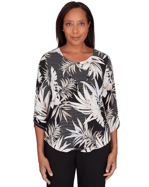 Alfred Dunner® Opposites Attract Printed Leaves Top With Necklace
