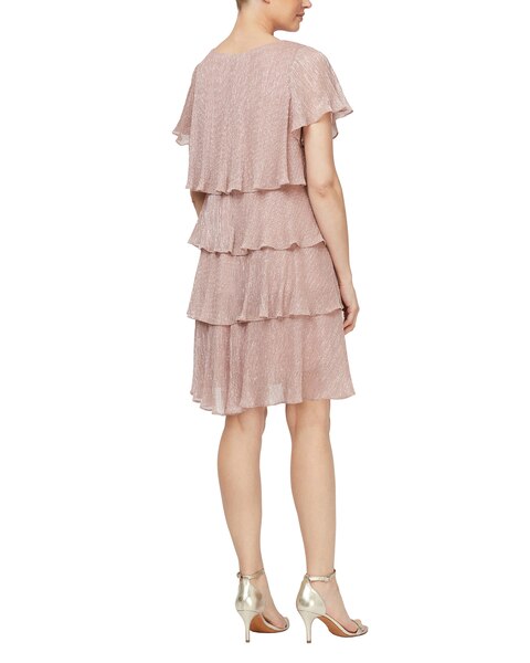 S.L. Fashions Shimmer Bodre Tiered Cocktail Dress