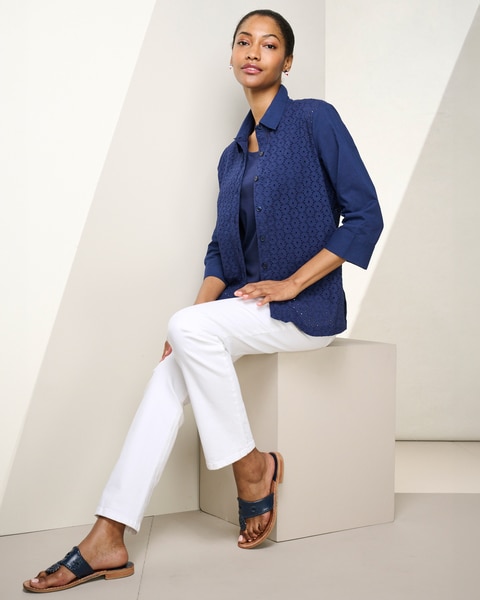 Eyelet Paneled Shirt & Slimtacular Pants