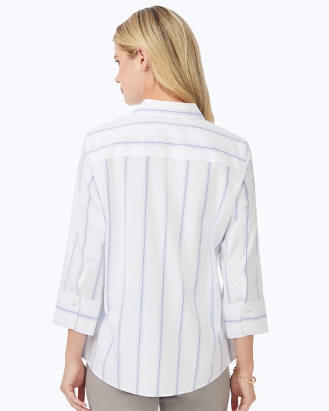 Foxcroft Mary 3/4 Sleeve Stretch Stripe Shirt